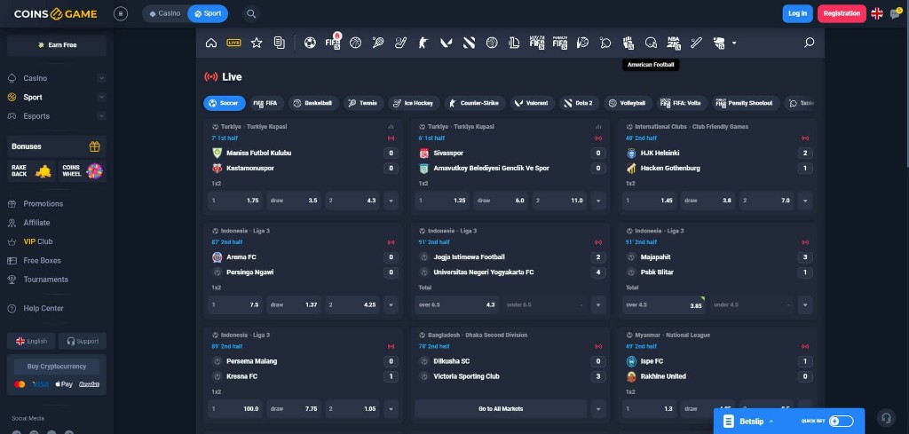 CoinsGame apuestas en vivo